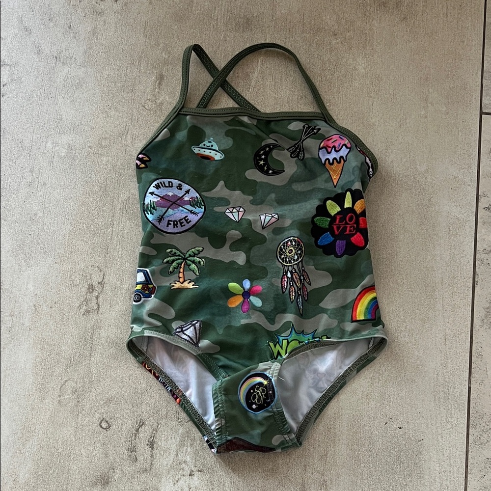 Kids Camouflage Swimwear with Fun Patches